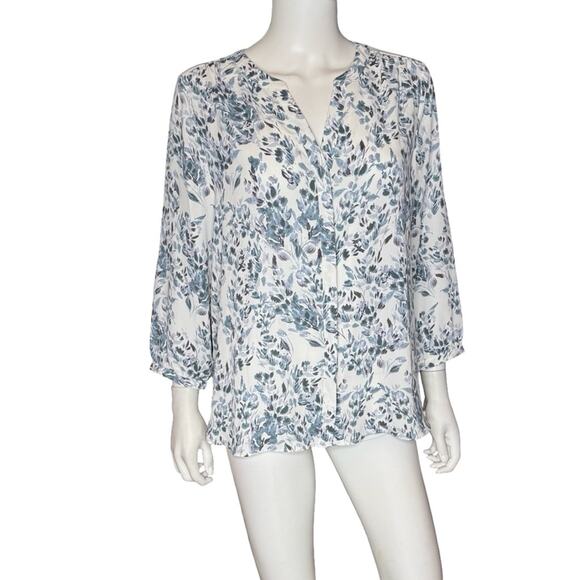 NYDJ Semisheer Pintuck Blouse in Frosted Willow Women’s Sz M - Picture 2 of 8